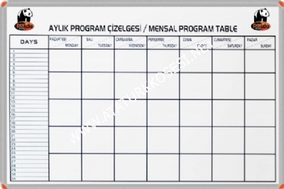 Okullarda aylk program izelgesi Modelleri
